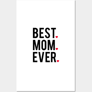 Best mom ever, word art, text design with red hearts Posters and Art